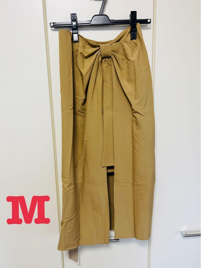 新品 セゾンドパピヨン バレオ風ナロースカート キャメル M拍卖