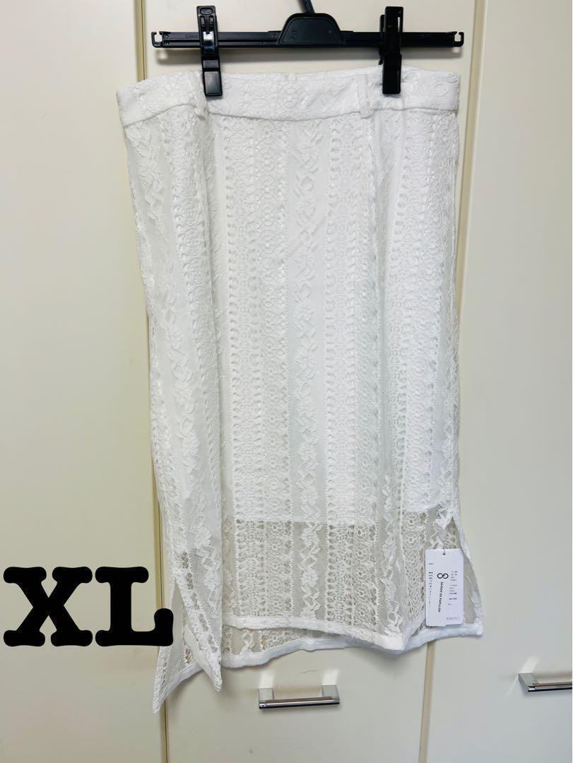 新品 SAISON DE PAPILLON レーススカート ホワイト XL拍卖
