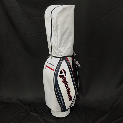 1円 テーラーメイド キャディーバッグ ゴルフバッグ ホワイト×レッド×ネイビー 5穴 ゴルフ用品 TaylorMade拍卖