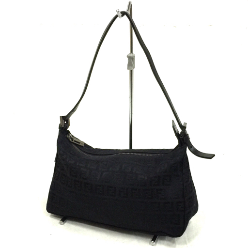 フェンディ ズッキーノ ワンハンドルバッグ ファスナー開閉 ブランドバッグ イタリア製 ブラック系 FENDI QH081-78拍卖