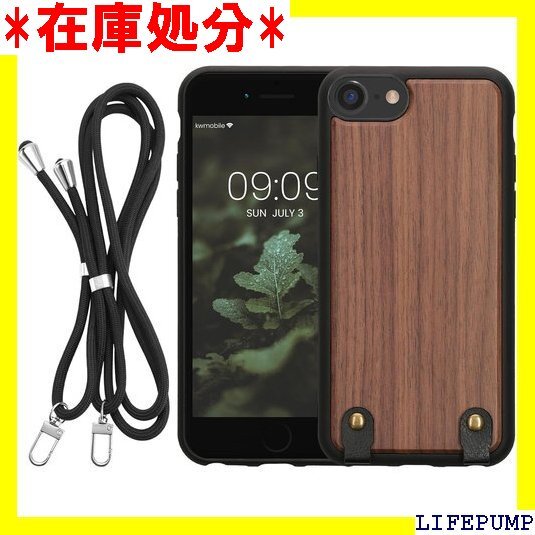 kwmobile スマホショルダー Apple iPh 対応 ケース - スマホケース 調節可能 木製 こげ茶色 1422拍卖