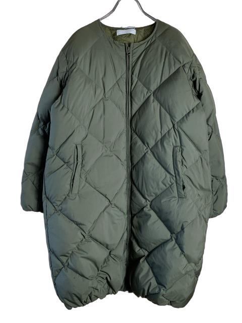 Audrey and John Wad オードリーアンドジョンワッド ノーカラー キルティング ダウンコート 無地 オリーブ S 44841185#拍卖