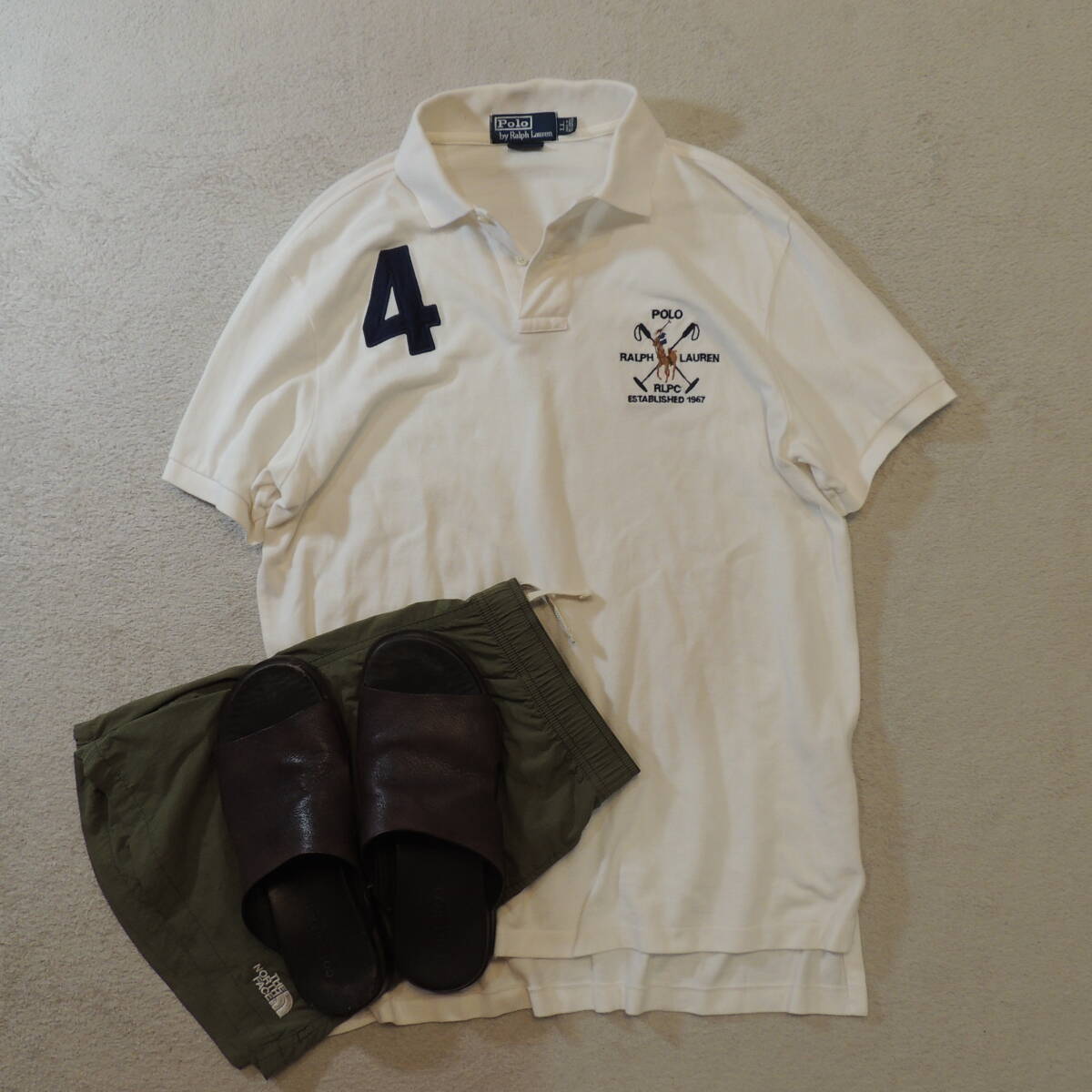 POLO by RALPH LAUREN ラルフローレン 胸刺繍ロゴ 鹿の子ポロシャツ カノコ 純白 ホワイト メンズLL 美品拍卖