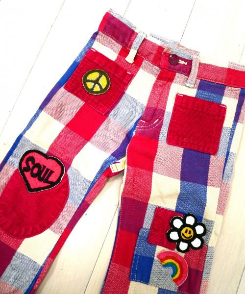 ヒスミニ ヒステリックグラマー ★ パンツ・ボトムス ★ レッド・チェック柄・アップリケ付き拍卖