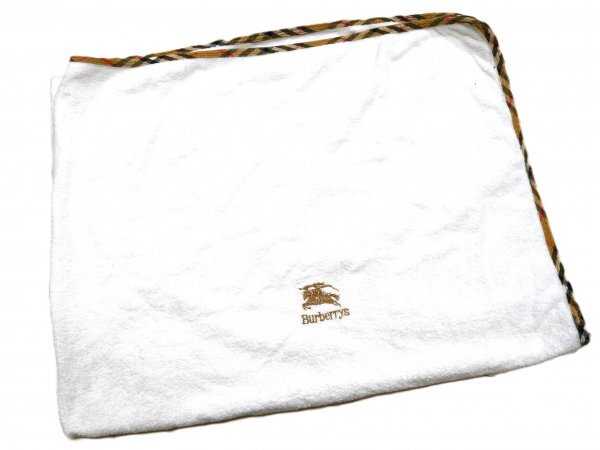 Burberrys バーバリー ロンドン ★ タオルシーツ・コットンシーツ ★ ホワイト・一部ノヴァチェック柄。ロゴ・ホースマーク刺しゅう入り拍卖