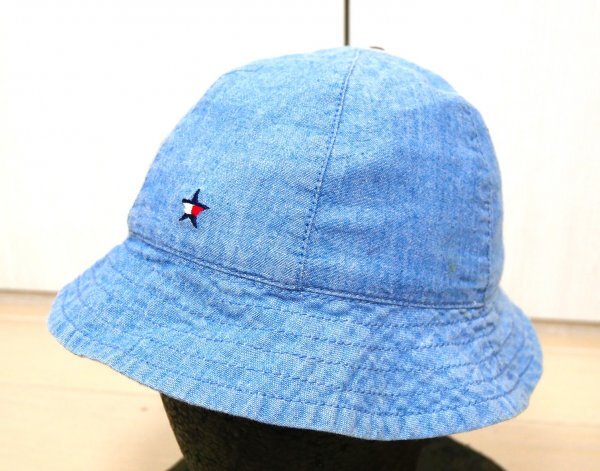 TOMMY トミーヒルフィガー ★ リバーシブル ハット・帽子 ★ ライトブルー・チェック柄・星形ロゴマーク刺しゅう拍卖