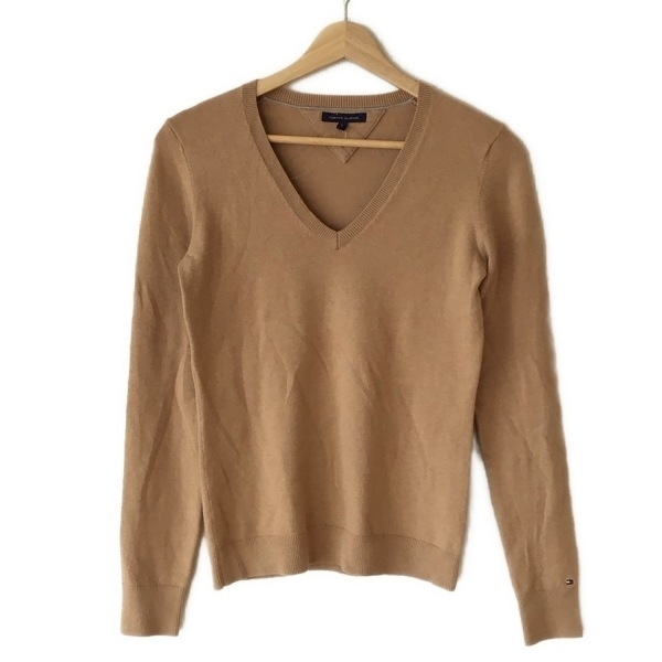 トミーヒルフィガー TOMMY HILFIGER 長袖セーター/ニット サイズS - ベージュ レディース Vネック トップス拍卖