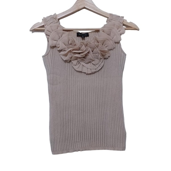 エポカ EPOCA ノースリーブセーター/ニット サイズ40 M - ピンクベージュ レディース クルーネック/フラワー(花) トップス拍卖