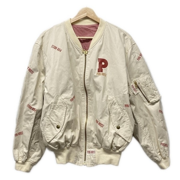 ピンクハウス PINK HOUSE ブルゾン - アイボリー×レッド レディース 長袖/ジップアップ/刺繍/春/秋 ジャケット拍卖