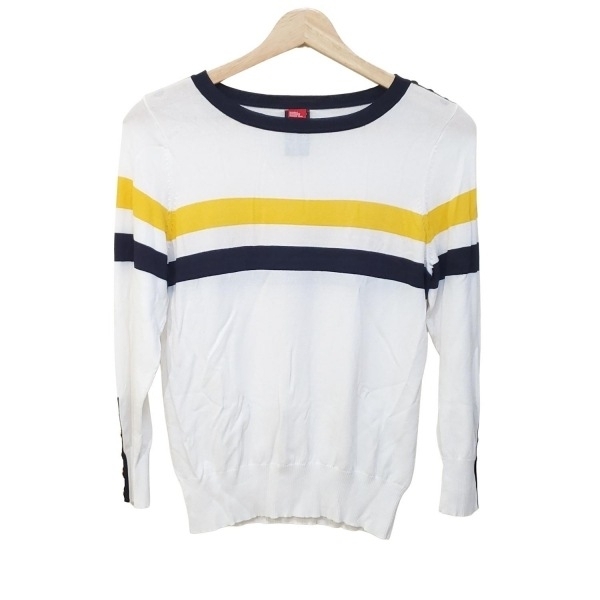 ダブルスタンダードクロージング DOUBLE STANDARD CLOTHING 半袖セーター/ニット - 白×ネイビー×イエロー レディース ボーダー/春・秋物拍卖