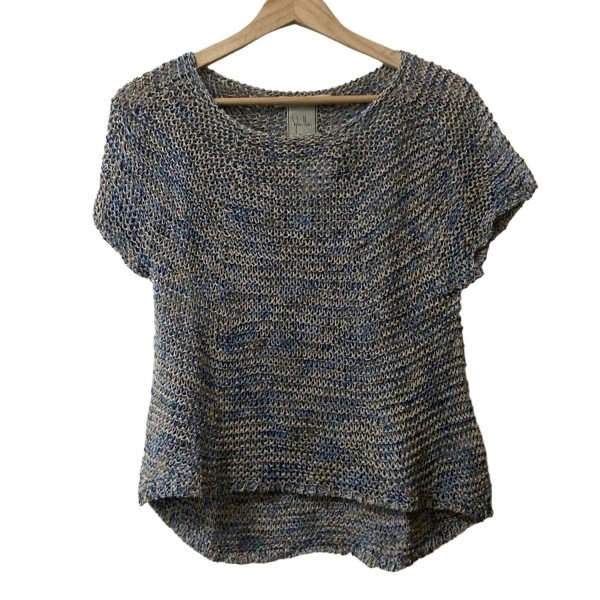 シビラ Sybilla 半袖セーター/ニット サイズM - ライトグレー×ブルー×ブルーグリーン レディース クルーネック 美品 トップス拍卖