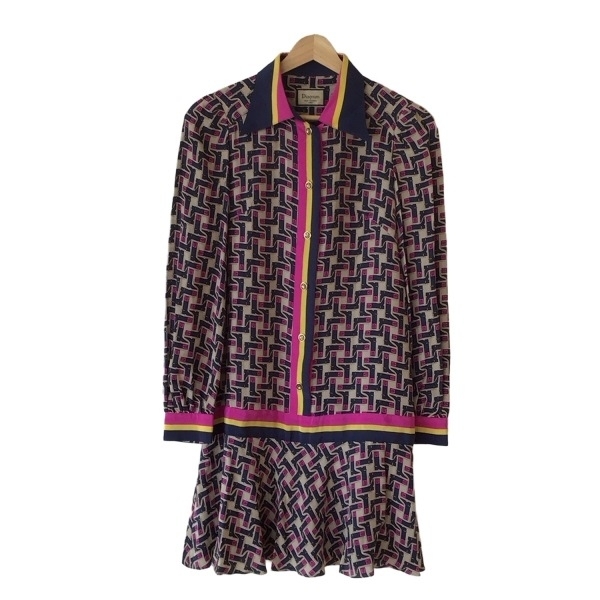 ダイアグラム Diagram GRACE CONTINENTAL サイズ36 S - グレーベージュ×ネイビー×マルチ レディース ワンピース拍卖