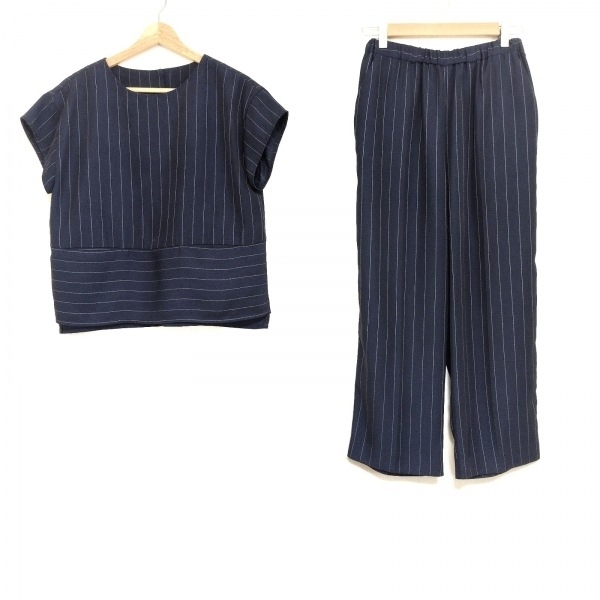 ユナイテッドアローズ UNITED ARROWS レディースパンツセットアップ - ネイビー×白 レディース レディーススーツ拍卖