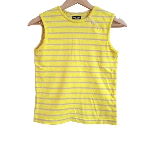 ケイトスペード Kate spade ノースリーブカットソー サイズ1 S - イエロー×ピンクベージュ レディース クルーネック/ボーダー トップス拍卖