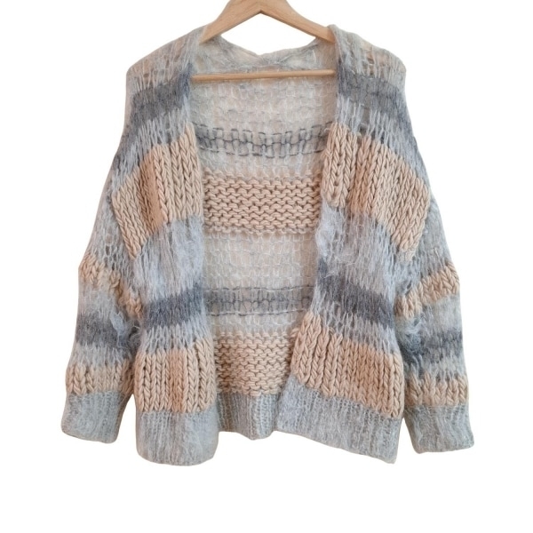 スタニングルアー STUNNING LURE カーディガン サイズF - ベージュ×ライトグレー×ダークグレー レディース 長袖 トップス拍卖