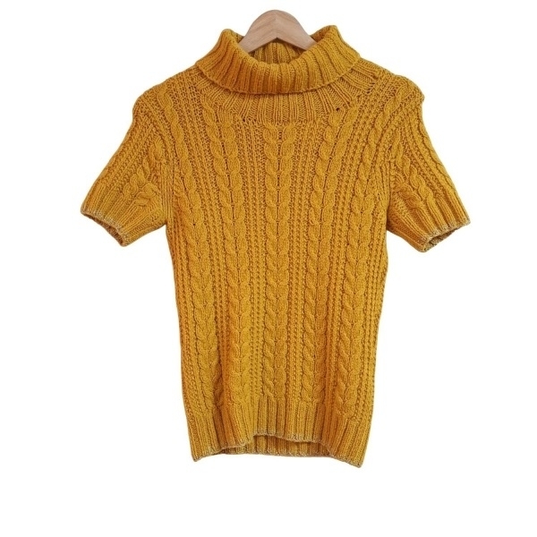 ユナイテッドアローズ UNITED ARROWS 半袖セーター/ニット - ダークイエロー×ゴールド レディース タートルネック トップス拍卖
