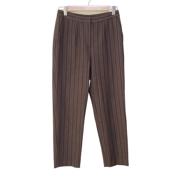 レリアン Leilian パンツ サイズ9 M - ブラウン×ダークブラウン×白 レディース フルレングス/ストライプ 美品 ボトムス拍卖