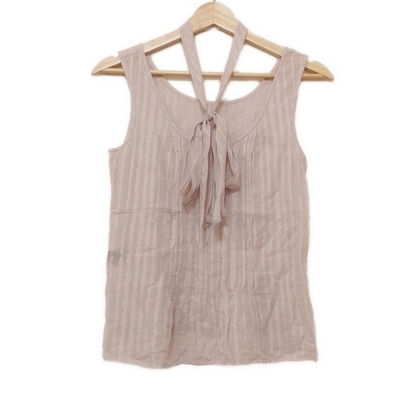 ジルスチュアート JILL STUART ノースリーブカットソー サイズS - コットン、コットン ライトピンク×シルバー レディース ストライプ/ラメ拍卖