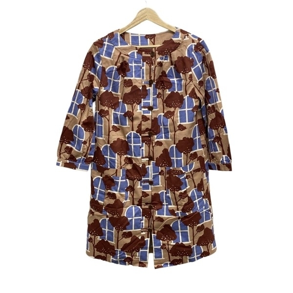 ローラアシュレイ LAURAASHLEY サイズ2 M - ピンクベージュ×ボルドー×マルチ レディース 七分袖/春/秋 美品 コート拍卖