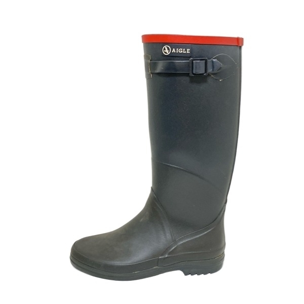 エーグル AIGLE レインブーツ 36 - 黒×レッド レディース 靴拍卖