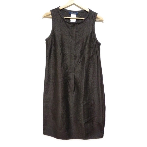 マックスマーラ S Max Mara サイズ42 M - ダークブラウン レディース クルーネック/ノースリーブ/ロング/麻混 ワンピース拍卖