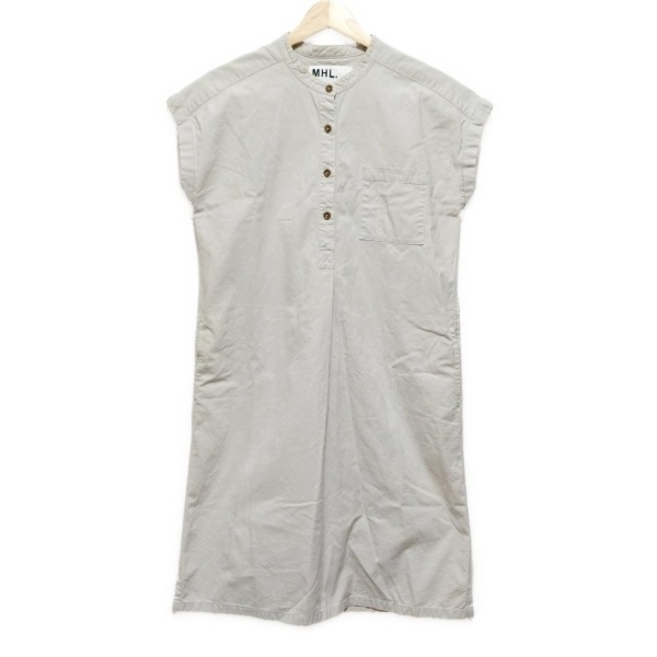 エムエイチエル MHL. サイズ1 S - ベージュ レディース クルーネック/半袖/ひざ丈 ワンピース拍卖