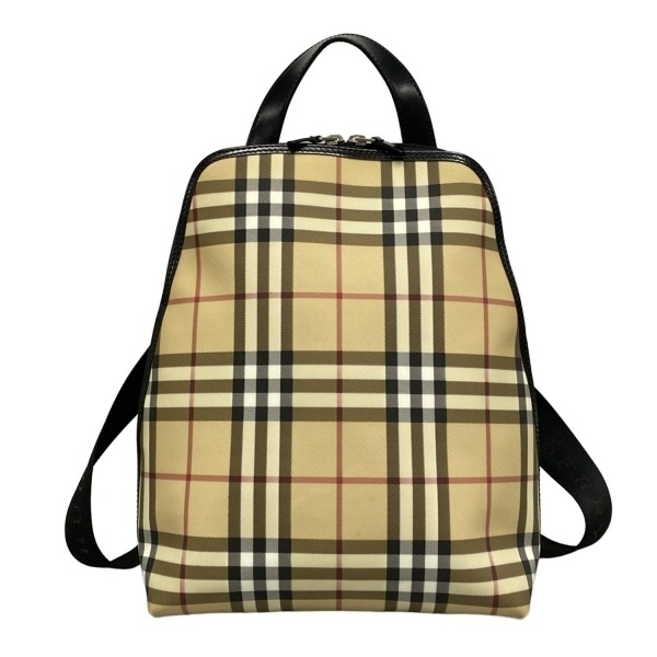 バーバリーロンドン Burberry LONDON リュックサック/バックパック レザー ベージュ×黒×マルチ チェック柄 バッグ拍卖