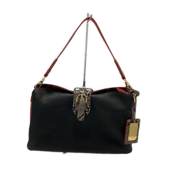 ココセリュックスゴールド COCOCELUX GOLD ハンドバッグ 226AF0237 - レザー 黒×グレー×レッド 型押し加工/ストラップ着脱可 美品 バッグ拍卖