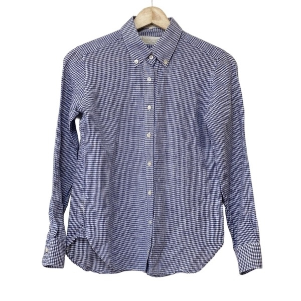 ニジュウサンク 23区 長袖シャツブラウス サイズ34 S - ネイビー×白 レディース チェック柄 トップス拍卖