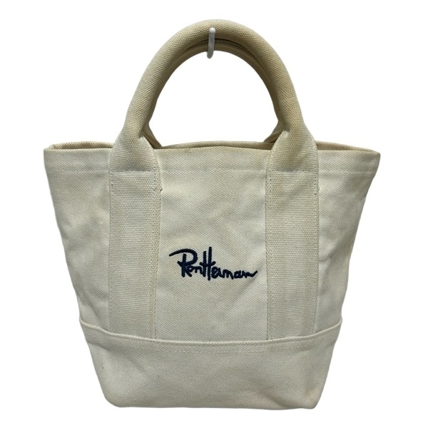 ロンハーマン Ron Herman トートバッグ - アイボリー×ダークネイビー 刺繍 バッグ拍卖