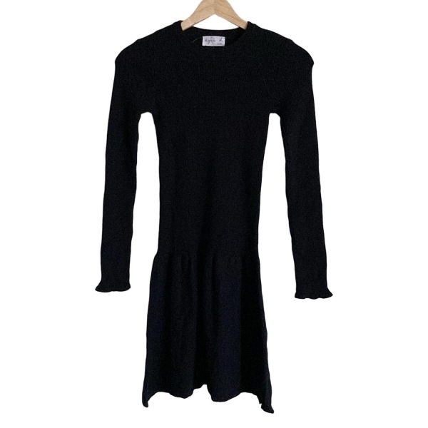 アニエスベー agnes b - 黒 レディース クルーネック/長袖/ミニ/ニット ワンピース拍卖