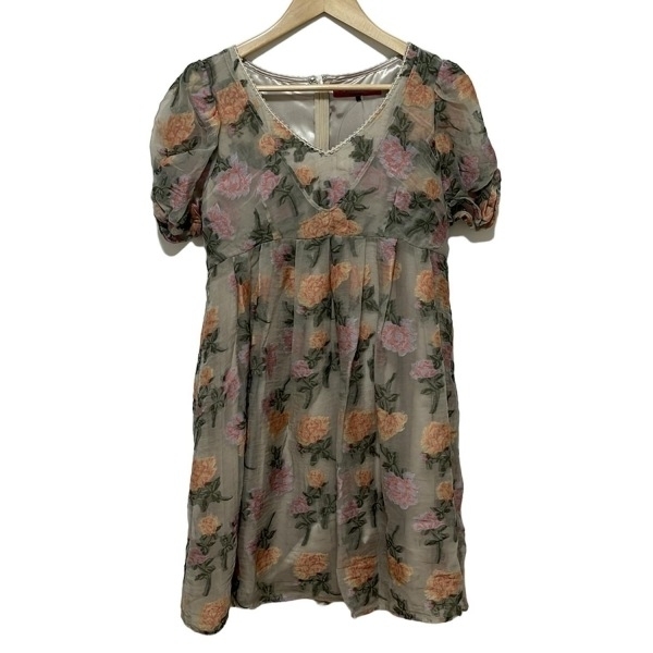 ドーリーガール バイ アナ スイ DOLLY GIRL BY ANNA SUI サイズ2 M - ベージュ×オレンジ×マルチ レディース 半袖/ロング/花柄 ワンピース拍卖