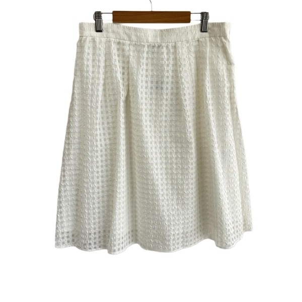 アンタイトル UNTITLED スカート サイズ44 L - 白×アイボリー レディース ひざ丈/チェック柄 美品 ボトムス拍卖