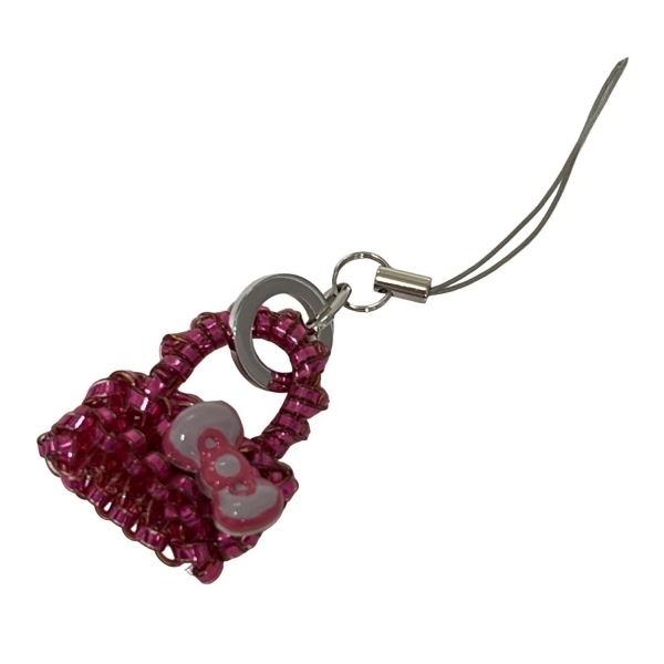 アンテプリマ ANTEPRIMA 携帯ストラップ - ピンク×ライトパープル×シルバー リボン/バッグモチーフ/ラインストーン ストラップ拍卖