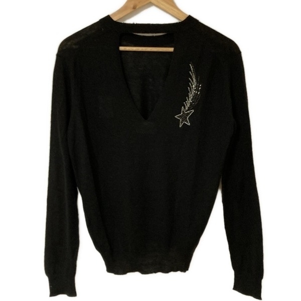 ザディグエヴォルテール Zadig&Voltaire 長袖セーター/ニット サイズM - 黒 レディース クルーネック/カシミヤ/ラインストーン/スター(星)拍卖