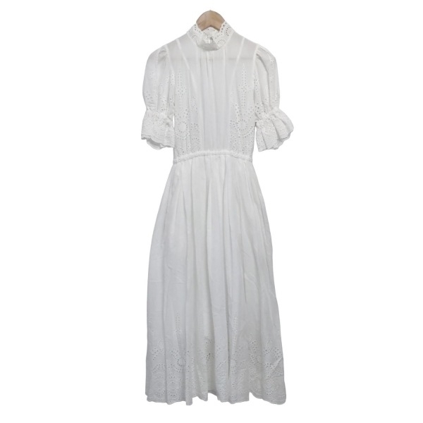 セブンテン バイミホカワヒト SEVEN TEN by MIHO KAWAHITO サイズS - 白 レディース ハイネック/半袖/マキシ丈/レース 美品 ワンピース拍卖