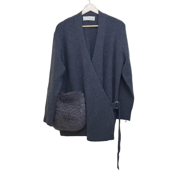 シクラス CYCLAS カーディガン サイズ36 S - ダークグレー レディース 長袖/カシミヤ/フォックス 美品 トップス拍卖