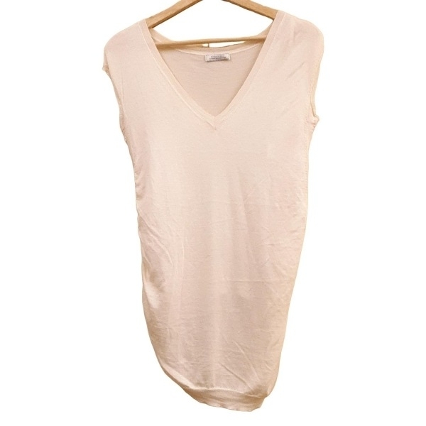 ニナリッチ NINARICCI 半袖セーター/ニット サイズS - アイボリー×ライトピンク×マルチ レディース Vネック/シルク 美品 トップス拍卖