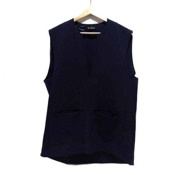 アンコキーヌ Anne Coquine ノースリーブカットソー サイズM - ネイビー レディース Vネック 美品 トップス拍卖