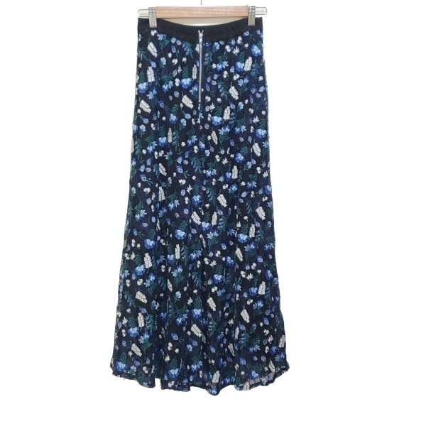 フレイアイディー FRAY I.D ロングスカート サイズ0 XS - ダークネイビー×ブルー×マルチ レディース マキシ丈/レース/花柄 美品 ボトムス拍卖