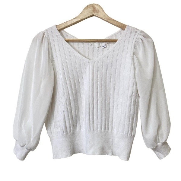 ジルスチュアート JILL STUART 七分袖カットソー サイズM - 白 レディース Vネック トップス拍卖