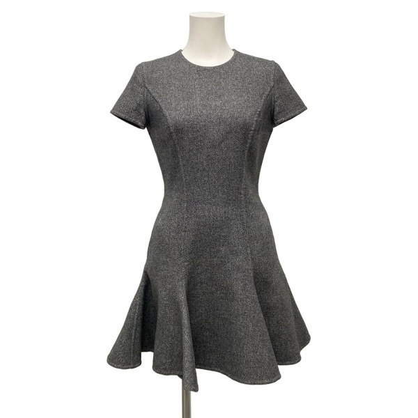 ディオール/クリスチャンディオール DIOR/ChristianDior サイズ36 S - ウール 黒×グレー レディース 半袖/ひざ丈/ニット 美品 ワンピース拍卖