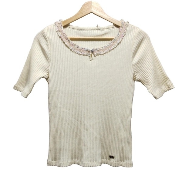 クレージュ COURREGES 半袖カットソー サイズ38 M - ライトイエロー×ライトピンク×マルチ レディース クルーネック 美品 トップス拍卖