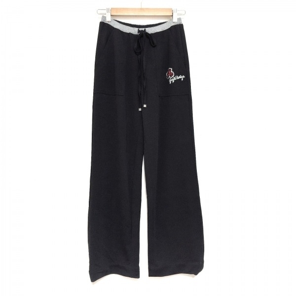 イタリヤ 伊太利屋/GKITALIYA パンツ サイズ7 S - 黒×白 レディース フルレングス/ウエストゴム/ラインストーン ボトムス拍卖