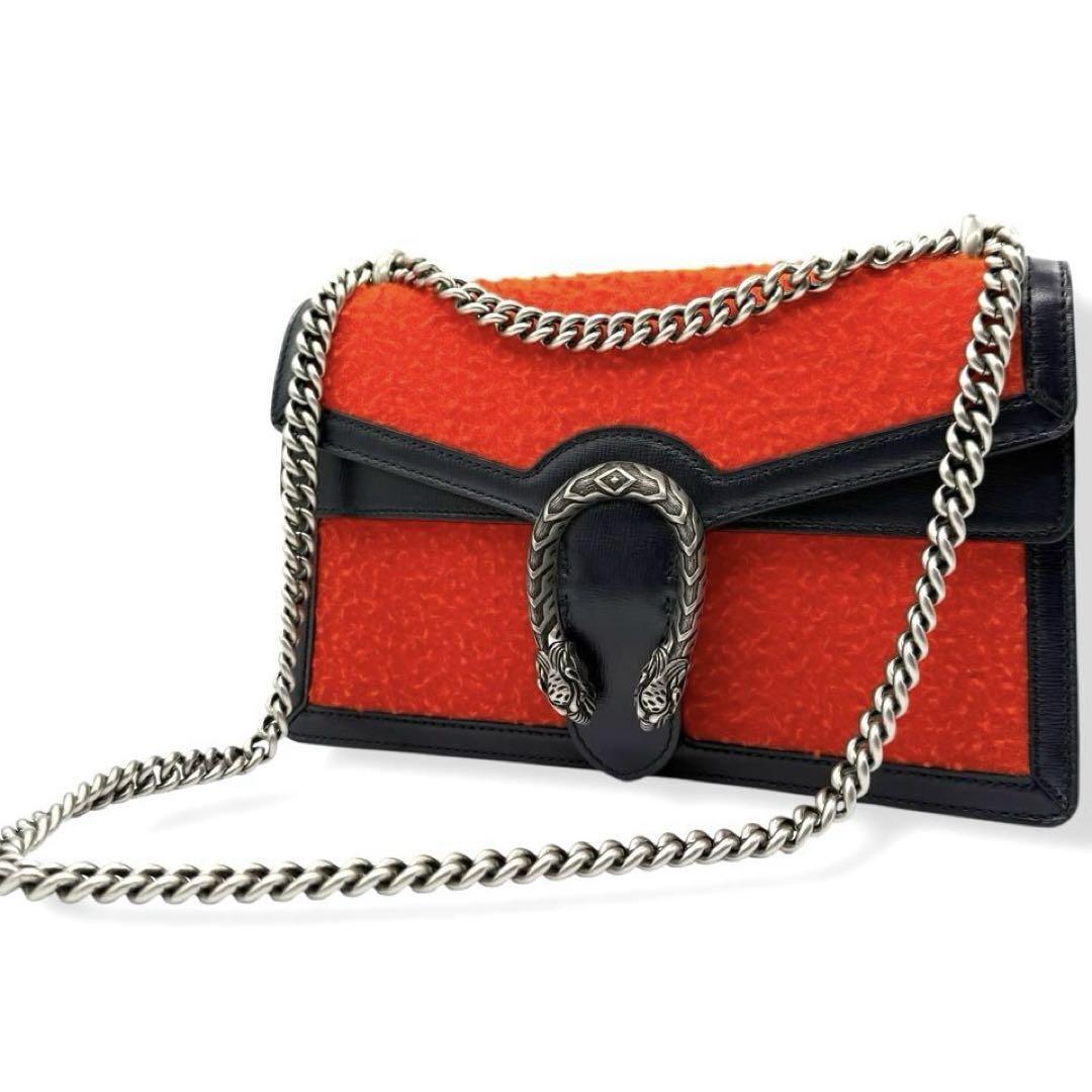 未使用 グッチ ディオニュソス 2way ショルダーバッグ ウール GUCCI 400249 チェーン トートバッグ レッド ネイビー 3679拍卖
