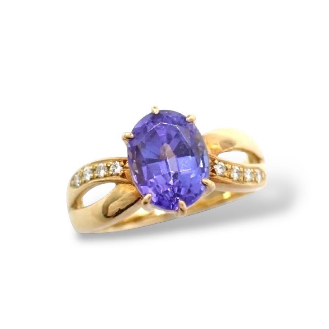 タサキ 田崎真珠 TASAKI 2.68ct タンザナイト 大粒 ダイヤモンド ダイヤ 0.07ct リング 指輪 18K 750 K18 YG 13号 指輪 ゴールド 3655拍卖