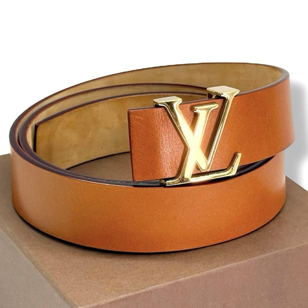 廃盤 ルイヴィトン ノマド ベルト メンズ ブラウン リバーシブル LOUIS VUITTON M6901 サンチュールLVイニシアル 箱付き cs10拍卖