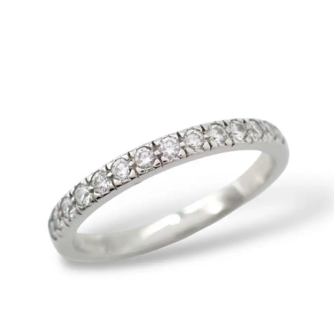 箱 Tiffany & co. ティファニー ノヴォ ハーフエタニティ ハーフサークル バンド 16P ダイヤ ダイヤモンド Pt950 リング プラチナ 3575拍卖