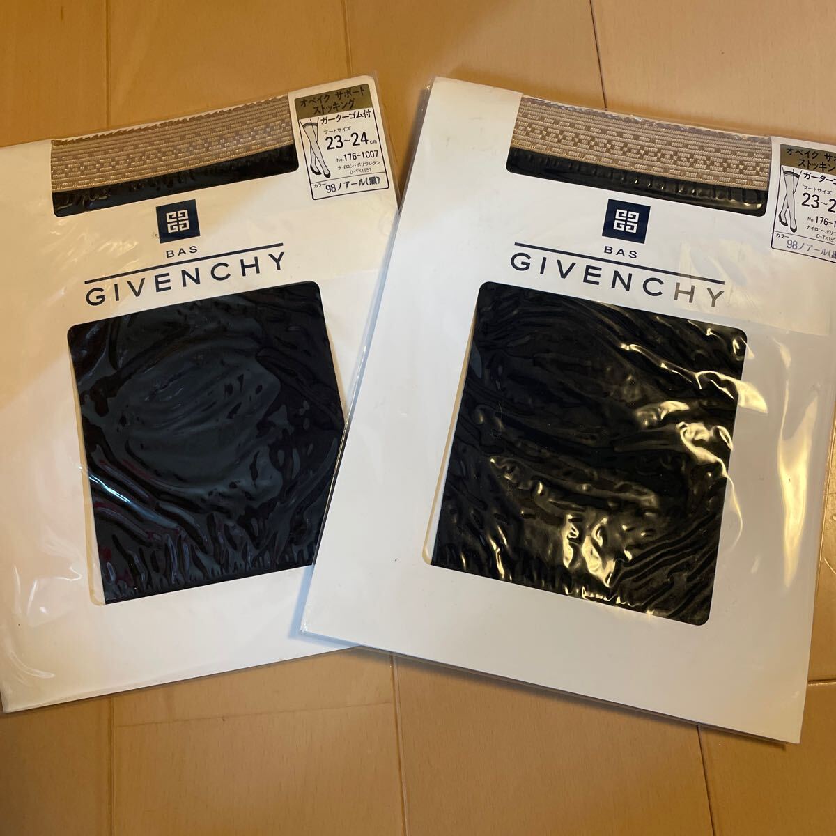送料込み 新品  GIVENCHY ジバンシー オペイク サポートストッキング 23-24cm 2足セット ガーターゴム付 98ノアール(黒) 送料無料拍卖