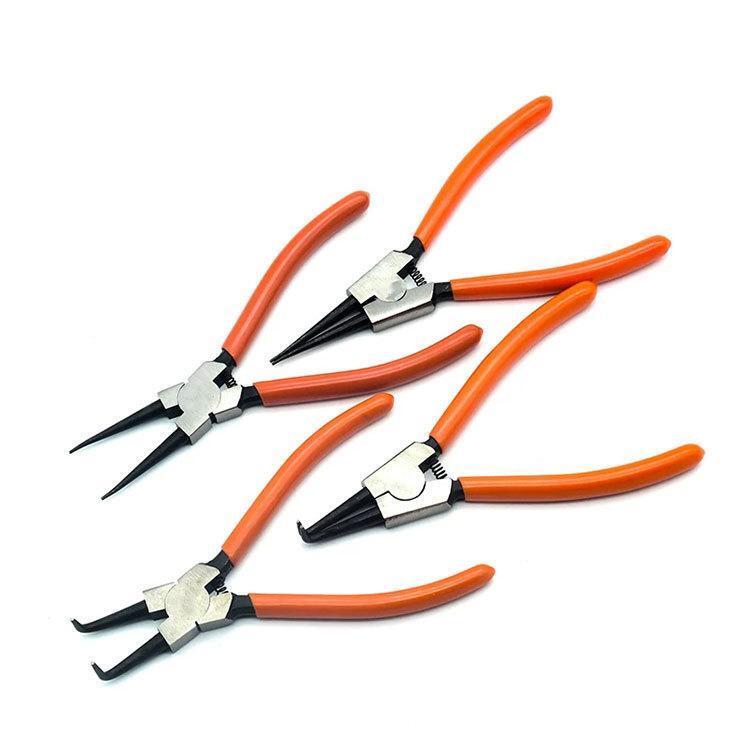 スナップリングプライヤー 4本セット 軸用 穴用 ストレート&90度 180mm クロムバナジウム製 スプリング付き 管理E5拍卖